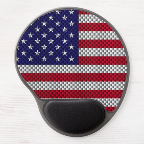 US Flag on Carbon Fiber Like Print Gel Mouse Pad