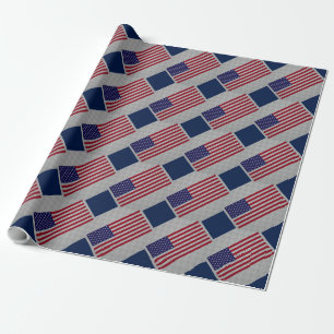 US Flag on Carbon Fiber Like Print Wrapping Paper