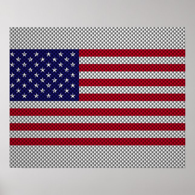 US Flag on Carbon Fiber Style Decor (Front)