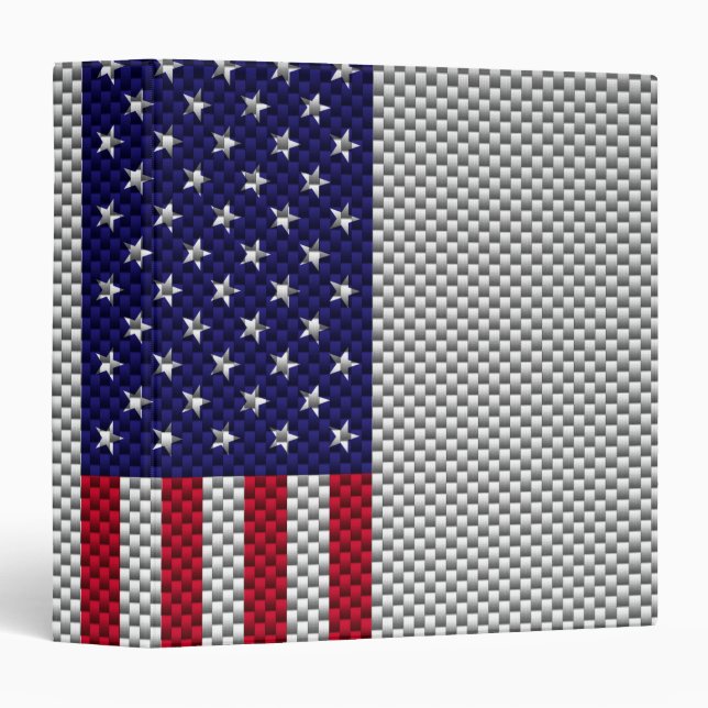 US Flag on Carbon Fiber Style Decor Binder (Front/Spine)