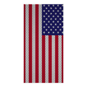 US Flag on Carbon Fiber Style Decor Card