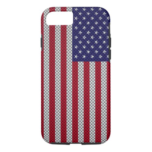 US Flag on Carbon Fiber Style Decor iPhone 87 Case