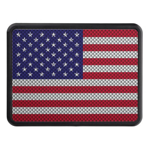 US Flag on Carbon Fiber Style Decor Hitch Cover