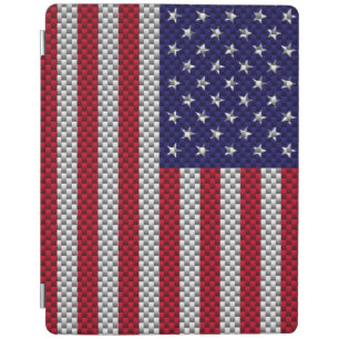 US Flag on Carbon Fiber Style Decor iPad Smart Cover