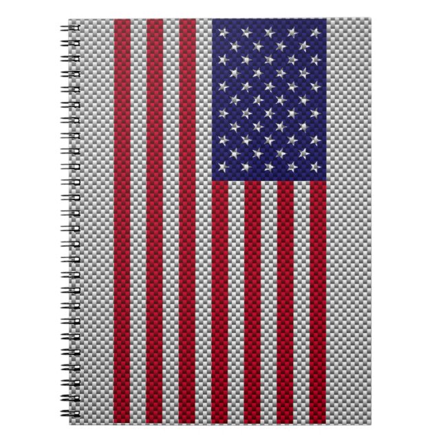 US Flag on Carbon Fiber Style Decor Notebook (Front)
