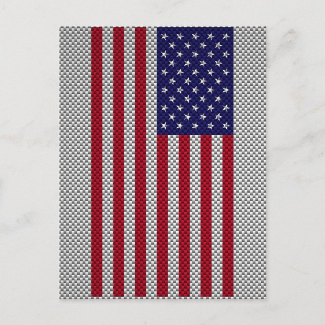 US Flag on Carbon Fiber Style Decor Postcard (Front)
