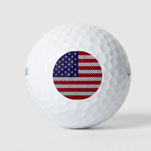 US Flag on Carbon Fiber Style Decor Print Golf Balls