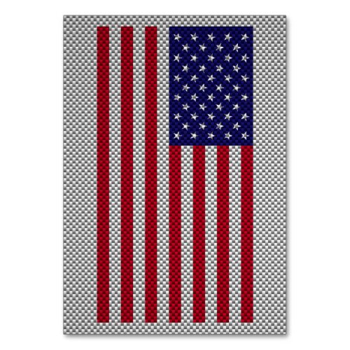 US Flag on Carbon Fiber Style Decor Table Number