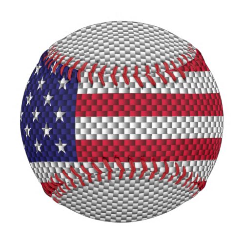 US Flag on Carbon Fiber Style Print Baseball