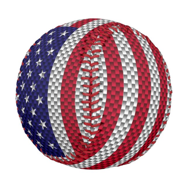 US Flag on Carbon Fiber Style Print Baseball (Angled)