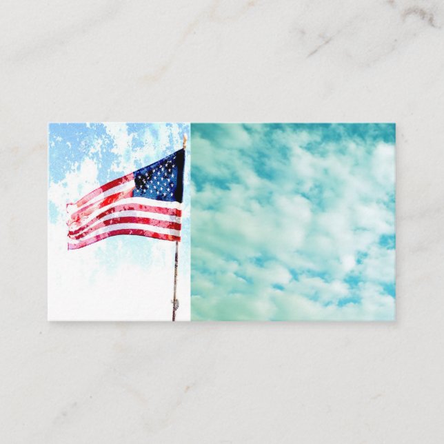 US Flag on pretty blue sky Business Card (Front)