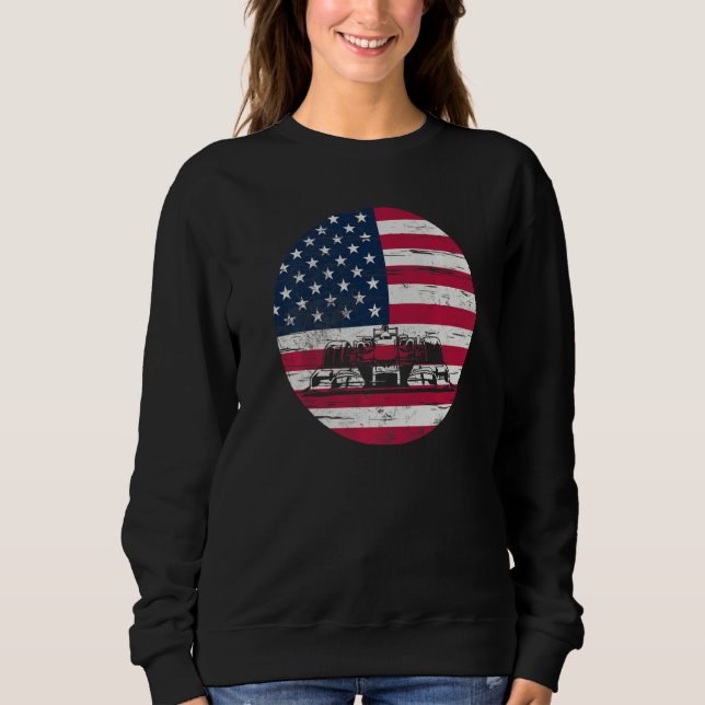 US Flag Patriot Formula Racing Lovers Car Fan Prem Sweatshirt (Front)