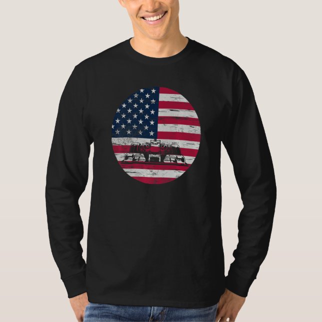 US Flag Patriot Formula Racing Lovers Car Fan Prem T-Shirt (Front)