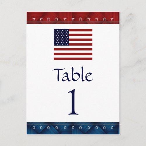 US Flag Patriotic Party Table Number Cards