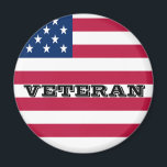 US Flag Patriotic Veteran USA  Magnet<br><div class="desc">US Flag Patriotic Veteran USA Magnet .  This design features an American Flag background with a bold,  modern script VETERAN.    You can customize the size and shape</div>