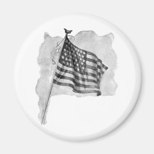 US Flag Patriotic Vintage Art Magnet