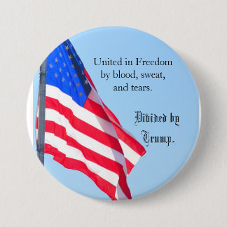 US Flag Photo Button-Freedom united, Trump divided Button
