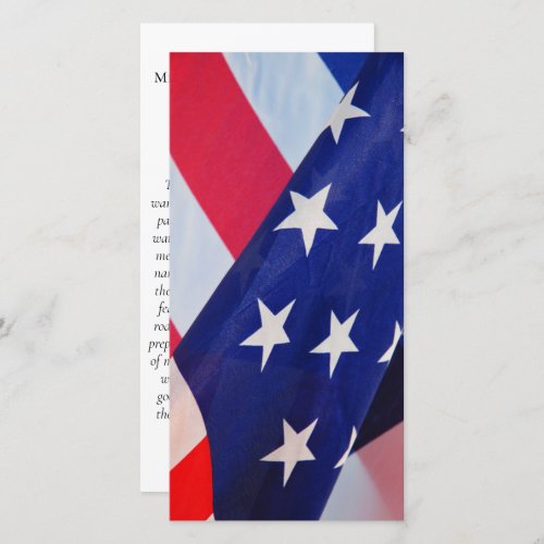 US Flag Photo Prayer Memorial Bookmark