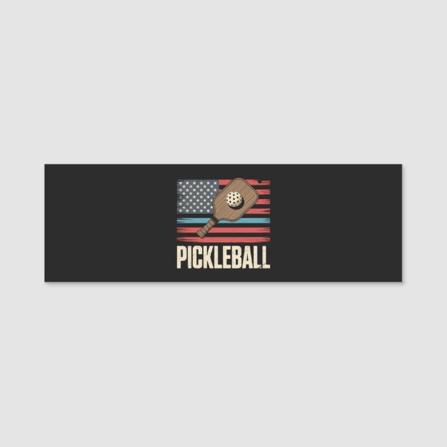 US Flag Pickleball Name Tag (Front)