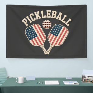US Flag Pickleball Player Banner