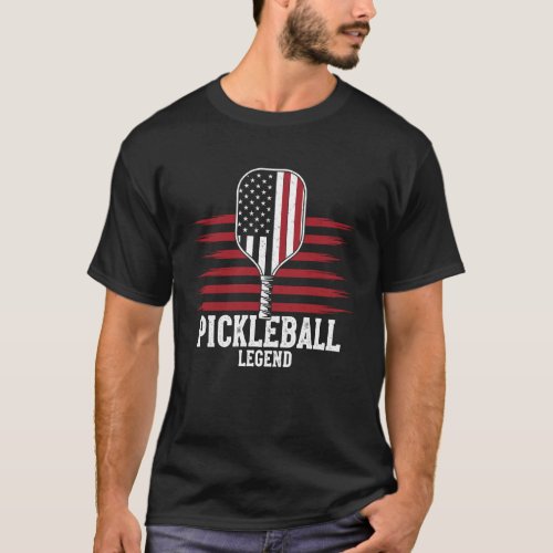 US Flag Pickleball Player Funny Pickleball Legend T-Shirt