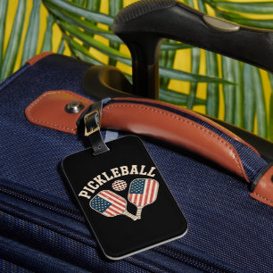 US Flag Pickleball Player Luggage Tag