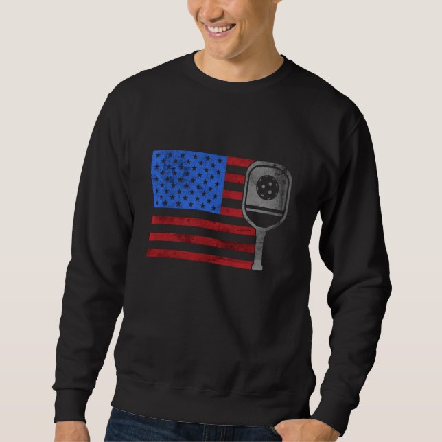 US Flag Pickleball Player Paddleball American Flag Sweatshirt (Front)