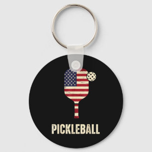 Us flag pickleball player paddleball lover keychain