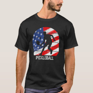 US Flag Pickleball Player Paddleball Lover Men Wom T-Shirt