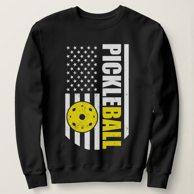 US Flag Pickleball Player Paddleball Lover Sweatshirt (Design Front)