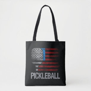 US Flag Pickleball Player Paddleball Lover Tote Bag