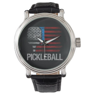 US Flag Pickleball Player Paddleball Lover Watch