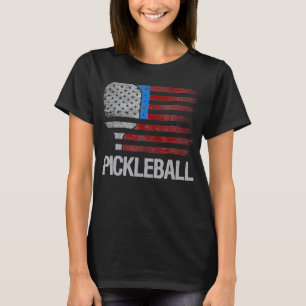 US Flag Pickleball Player Paddleball T-Shirt