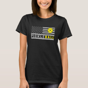 Us Flag Pickleball Player Pickle Ball T-Shirt