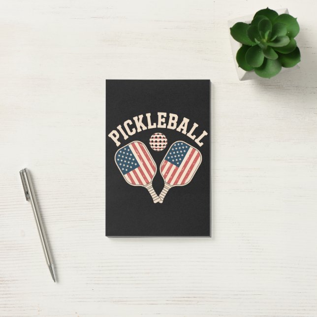 US Flag Pickleball Player Post-it Notes (Office)