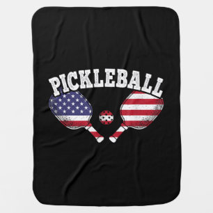 US Flag Pickleball Player Vintage Pickle Ball Love Baby Blanket