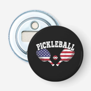 US Flag Pickleball Player Vintage Pickle Ball Love Bottle Opener