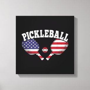 US Flag Pickleball Player Vintage Pickle Ball Love Canvas Print