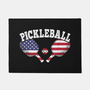US Flag Pickleball Player Vintage Pickle Ball Love Doormat