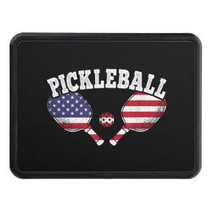 US Flag Pickleball Player Vintage Pickle Ball Love Hitch Cover