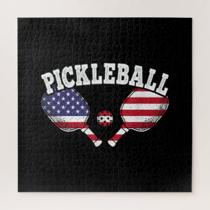 US Flag Pickleball Player Vintage Pickle Ball Love Jigsaw Puzzle