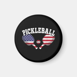 US Flag Pickleball Player Vintage Pickle Ball Love Magnet