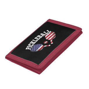 US Flag Pickleball Player Vintage Pickle Ball Love Tri-fold Wallet