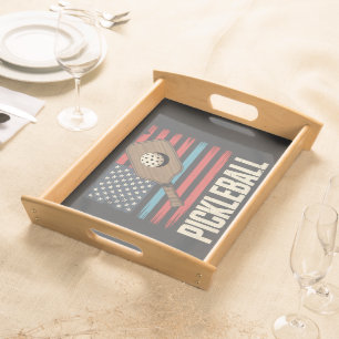 US Flag Pickleball Serving Tray