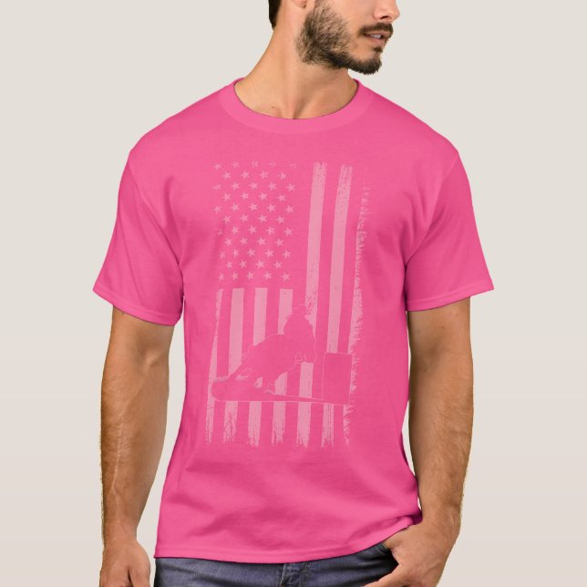 Us Flag Pink Cowgirl Rodeo Western Horse Barrel Ra T-Shirt (Front)