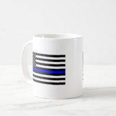 - US Flag Police Thin Blue Line Coffee Mug (Front Left)