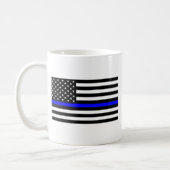- US Flag Police Thin Blue Line Coffee Mug (Left)