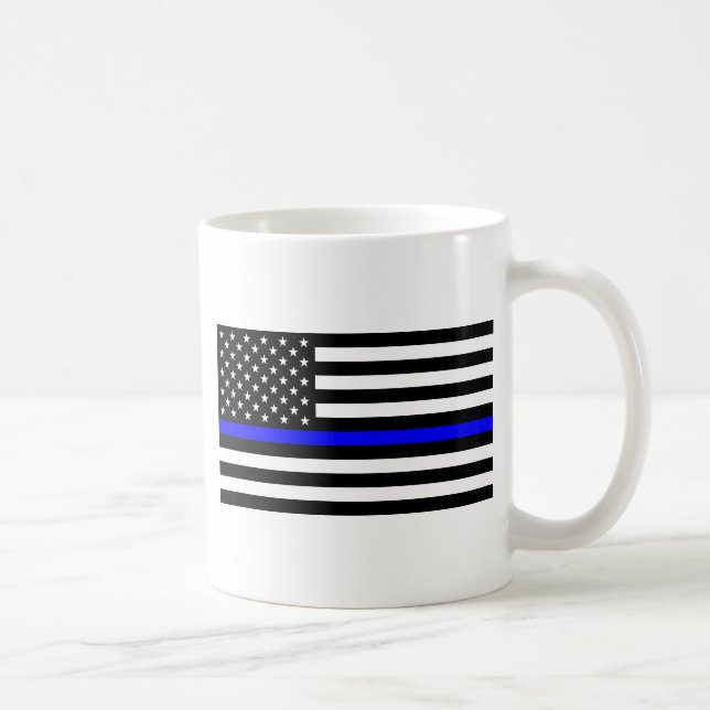 - US Flag Police Thin Blue Line Coffee Mug (Right)