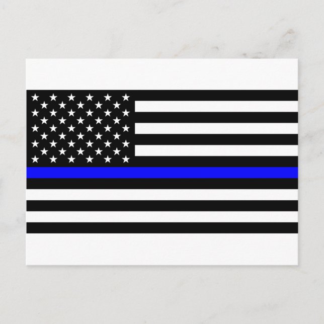 - US Flag Police Thin Blue Line Postcard (Front)