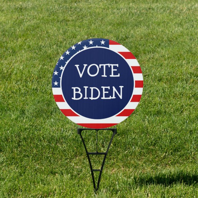 US Flag Political Statement Democrat Vote Biden Sign (Insitu)